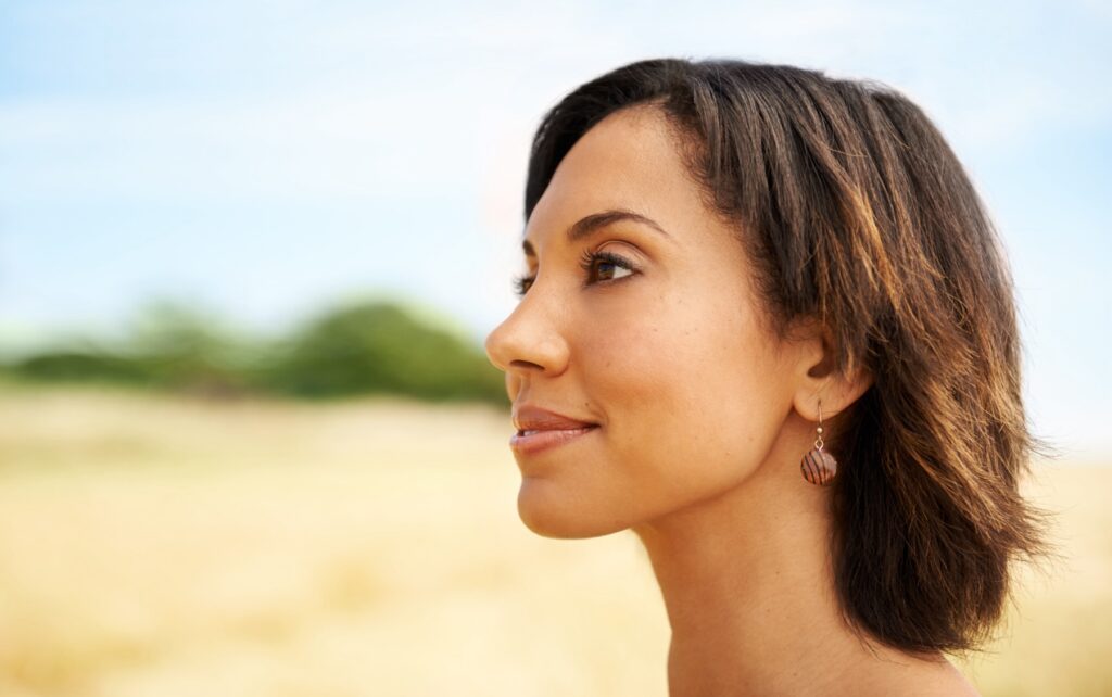 A beautiful woman enjoying the results of chemical peel near Germantown, TN